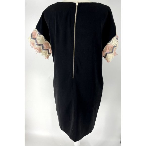 Traffic People Black Dress with pockets and fringe Sleeves Size M - Picture 5 of 6